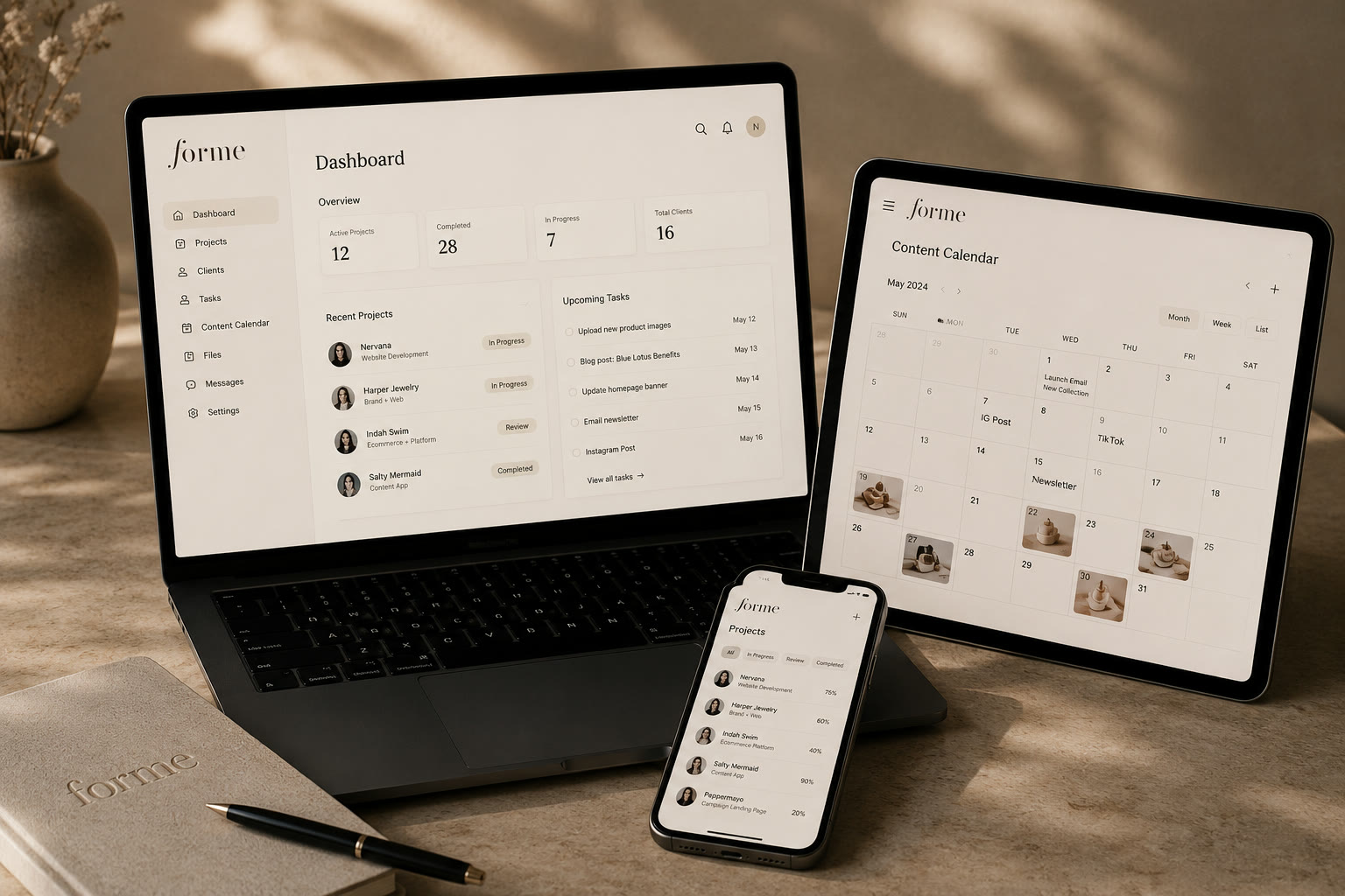 Forme custom dashboard and app design
