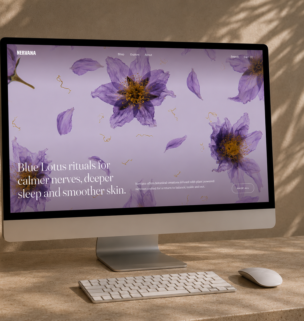 A custom website design in progress on a designer’s screen.