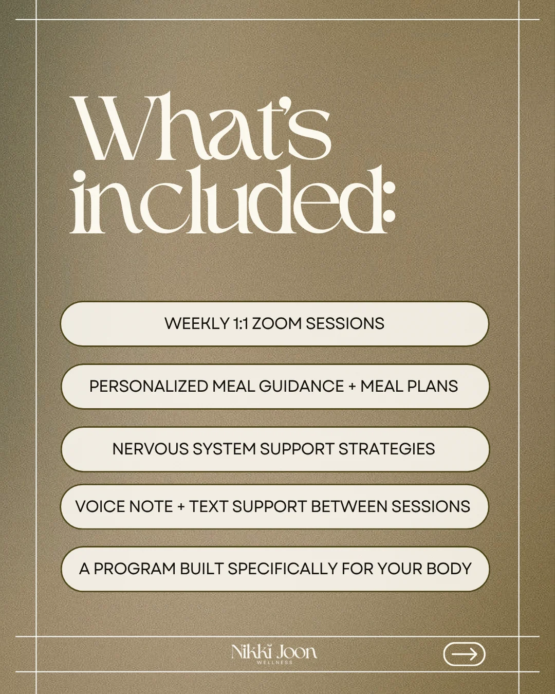What’s included slide — weekly sessions, meal guidance, support