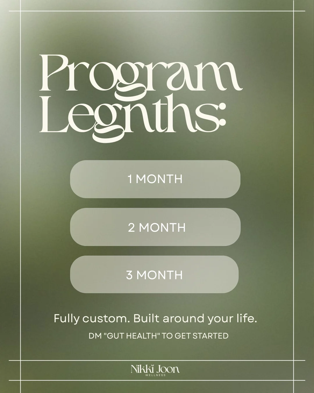 Program lengths slide — one, two, or three months, fully custom